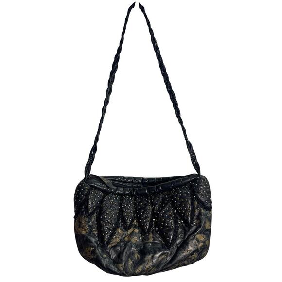 Rita diana for mylinka Handbags - Vintage Rita Diana for Mylinka Black Metallic Rhinestone Leather Crossbody Purse